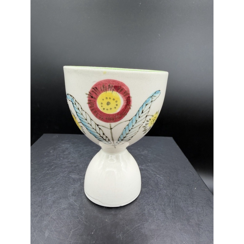 🥚🌸 Mid‑Century Japanese Pedestal Egg Cup / Small Chalice – Floral Design